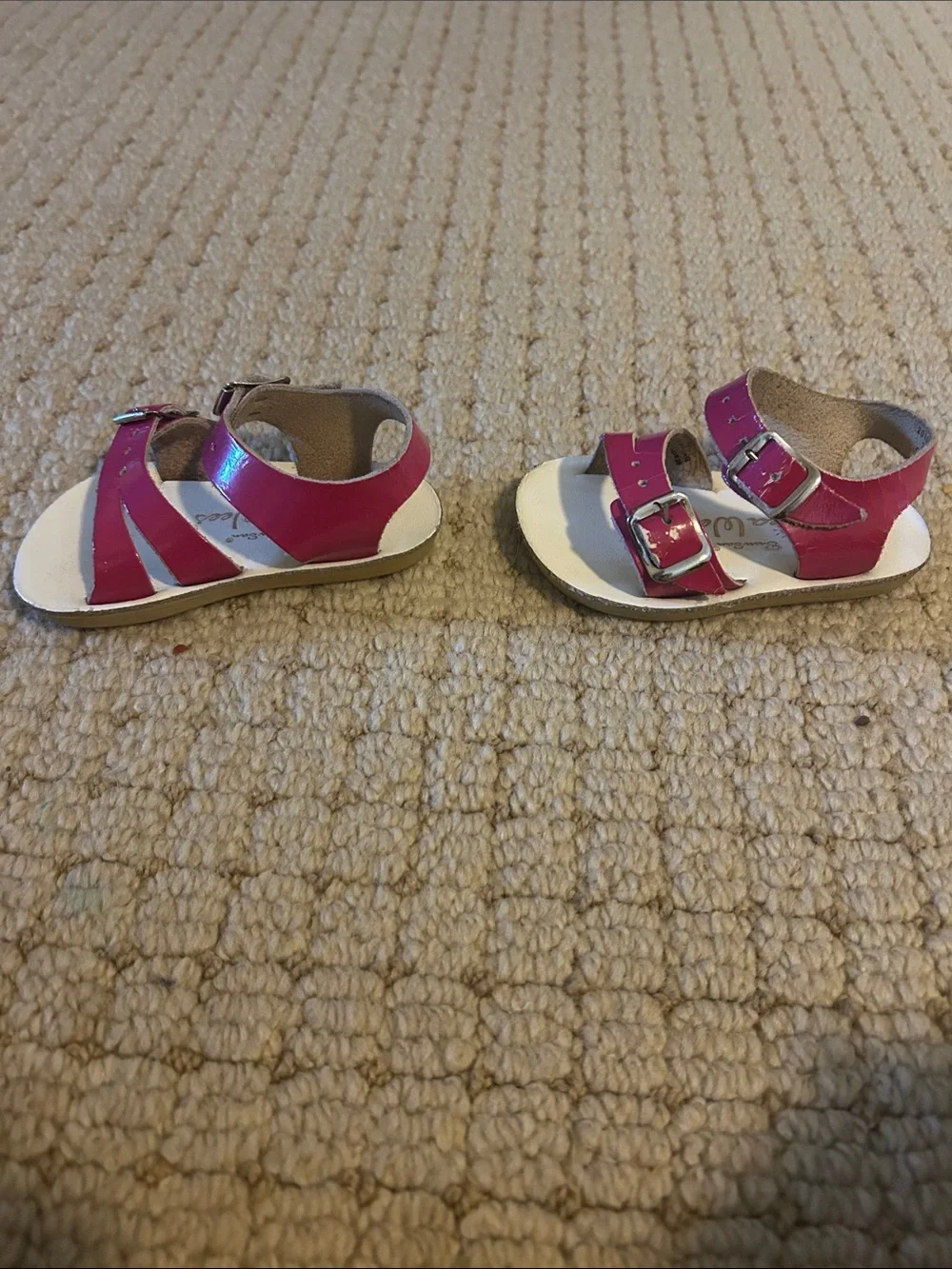 Sun Sans Sea Wee Girls' Pink Patent Leather Two-Strap Sandals